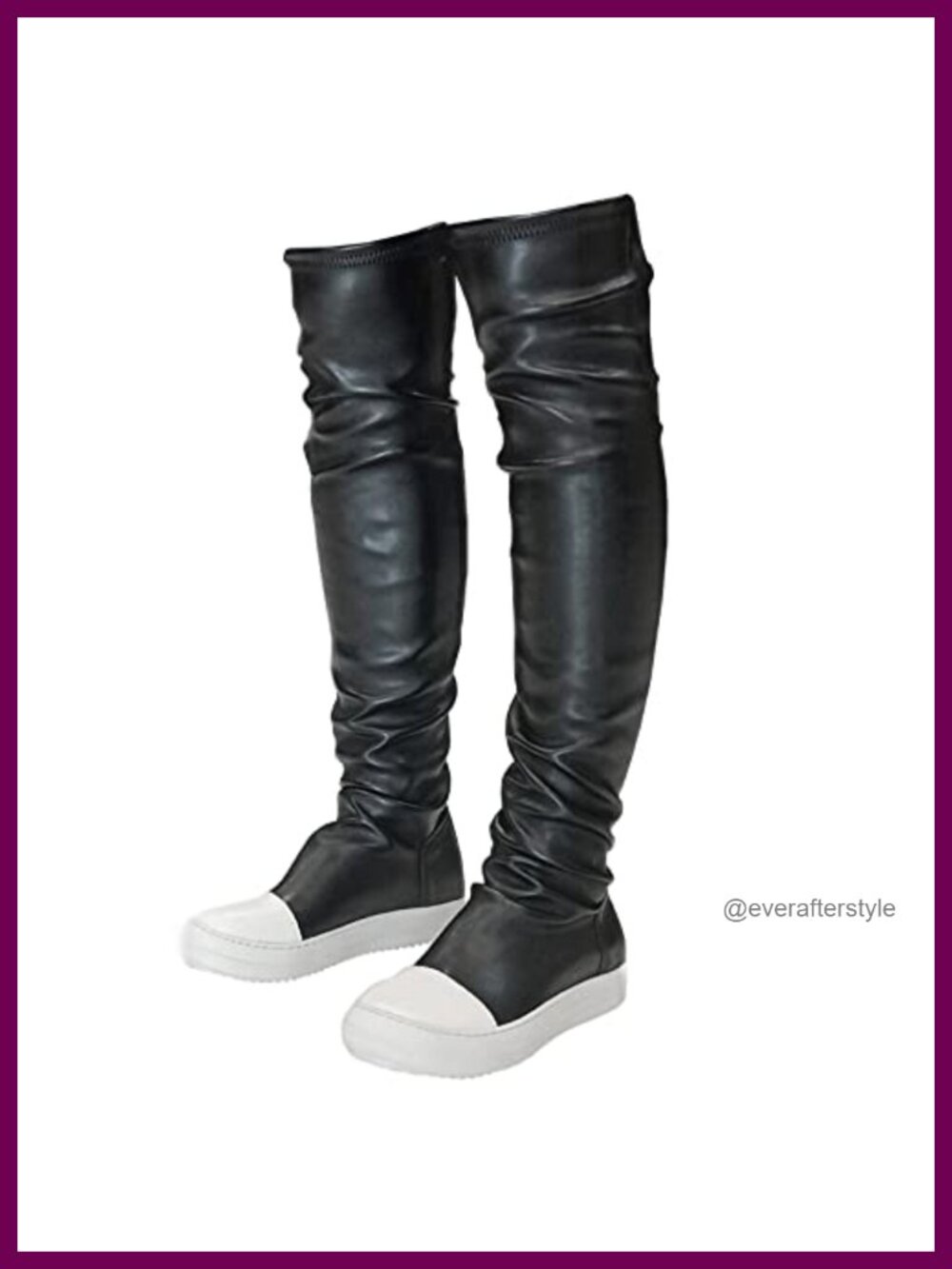 Over the Knee Thigh High Flat Boots PU Leather Round Toe